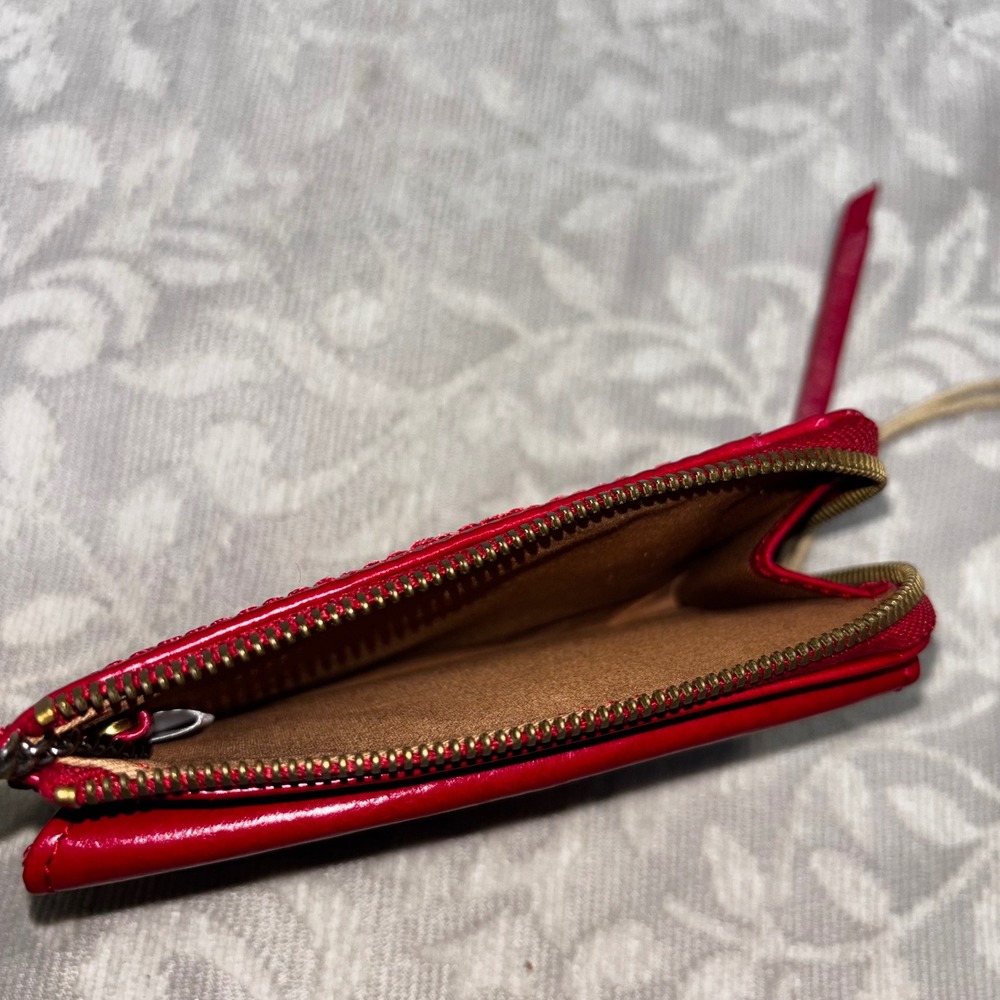HOBO Addi Card Case Claret Red Leather Zip Wallet ID Window New - Picture 11 of 12